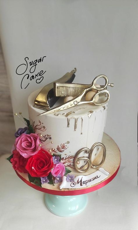 Hairstylist Cake Ideas, Mundan Cake Designs, Cosmetology Cake Graduation, Hairdresser Cake Ideas, Hair Stylist Cake, Cosmetology Cake, Hairdresser Cake, School Cake, Elegant Birthday Cakes