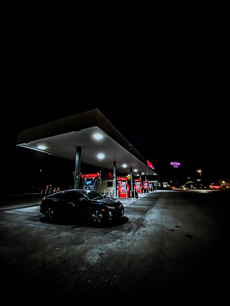 Gas Station At Night Aesthetic, Gas Stations At Night, Car At Gas Station At Night, Cars At Gas Station, Car Night Photo, Gas Station At Night, Bmw Night, Reddit Comments, Photography Reference