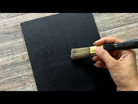 Stunning winter scene on black canvas | Acrylic painting techniques for beginners - YouTube Diy Black Canvas Art Easy, Black Canvas Christmas Painting, Black Background Canvas Painting Ideas, Black Canvas Acrylic Painting, Painting Techniques For Beginners, Winter Scene Paintings, On Black Canvas, Black Canvas Art, Canvas Acrylic Painting