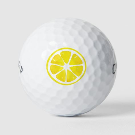 Painted Golf Balls, Golf Ball Painting, Golf Ball Art, Golf Ball Crafts, Watercolor Lemon, Golf Diy, Golf Art, Golf Exercises, Ball Decorations