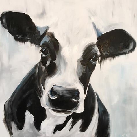 Cow Portrait, Black And White Cow, Cow Pictures, Farm Art, Cow Painting, Portrait Canvas, White Cow, Farmhouse Art, Cow Art