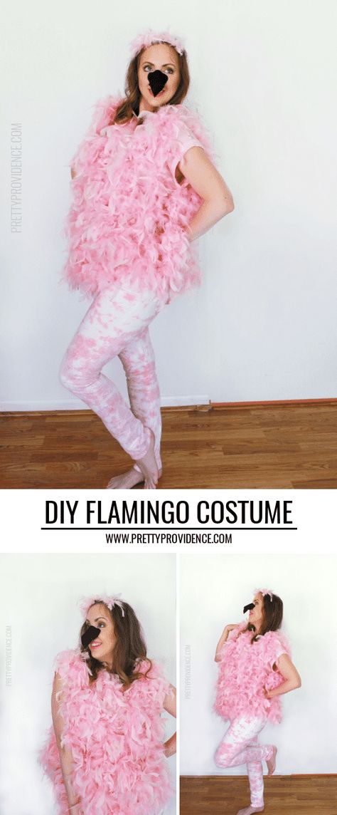 DIY Flamingo Costume - easy and fast DIY halloween costume! Diy Flamingo Costume, Flamingo Bingo, Trajes Halloween, Diy Flamingo, Sew Halloween Costume, Flamingo Costume, Diy Crafts Ideas, Pink Leotard, Easy Diy Costumes