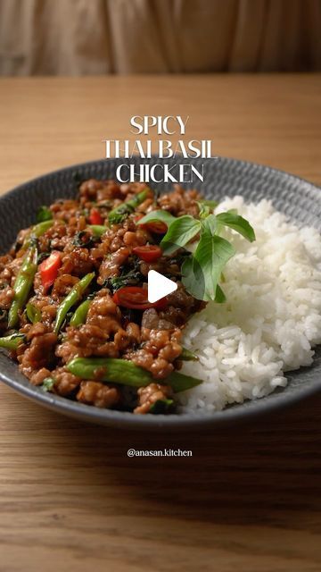 Anasan Kitchen on Instagram: "[Recipe🔽] Who has ever made this SUPERB Delicious dish at home?🙋‍♀️   Thai Basil Chicken, also known as “Pad Krapow Gai,” is a flavorful Thai dish featuring minced chicken stir-fried with garlic, Thai bird chilies, and soy sauce. The key ingredient is holy basil, which imparts a distinct aroma and taste. It’s a quick and easy recipe, perfect for those craving a savory and spicy Thai delight 😉.   Thai Basil Chicken 🌶🐔🌱   Ingredients : ●250 gr Chicken Breast, minced ●Salt to taste ●3 Garlics ●2 Red Chilli & 3 Bird Eye Chili ●3 Shallots, minced ●5-8 Green beans, chop ●A bunch of Thai Basil (I used local Basil) ●Vegetable oil for stir fry   Sauce (mix together): ●1 tbsp Soy Sauce ●1 tbsp Sweet Soy Sauce ●1 tbsp Fish Sauce ●1 tbsp Oyster Sauce ●1,5 tsp Brown Thai Minced Chicken With Basil, Thai Bird Chili, Pad Krapow, Sweet Soy Sauce, Thai Basil Chicken, Minced Chicken, Spicy Thai, Fry Sauce, Basil Chicken