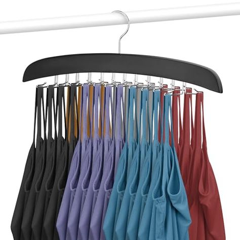 OMHOMETY 1 Pack Tank Top Hangers, Space Saving Bra Organizer, 24 Adjustable Hooks, Non-Slip Hanging Holder, Closet Organizers and Storage for Tank Tops Bras Camisoles Ties Swimsuits Black Bra Holder, Tops Bras, Bra Organizer, Tank Top Hanger, Bra Hanger, Save Closet Space, Swimsuits Black, Bra Organization, Tie Swimsuit