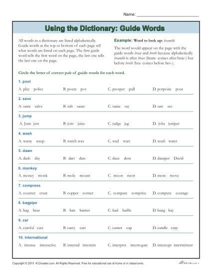 Guide Words Activities Dictionary, Dictionary Skills Worksheet, Dictionary Worksheets, Dictionary Activities, Dictionary Meaning, Dictionary Skills, Words Worksheet, Guide Words, Picture Dictionary