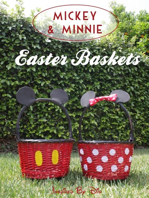 Mickey Mouse Easter Basket, Cheap Easter Baskets, Unique Easter Baskets, Creative Easter Baskets, Easter Basket Crafts, Disney Easter, Easter Basket Ideas, Kids Easter Basket, Easter Egg Dye