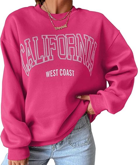 Preppy Tops, California Sweatshirt, Graphic Print Sweatshirt, Skirts With Boots, Vintage California, Birthday Wishlist, Women Hoodies Sweatshirts, Print Sweatshirt, Nouvel An