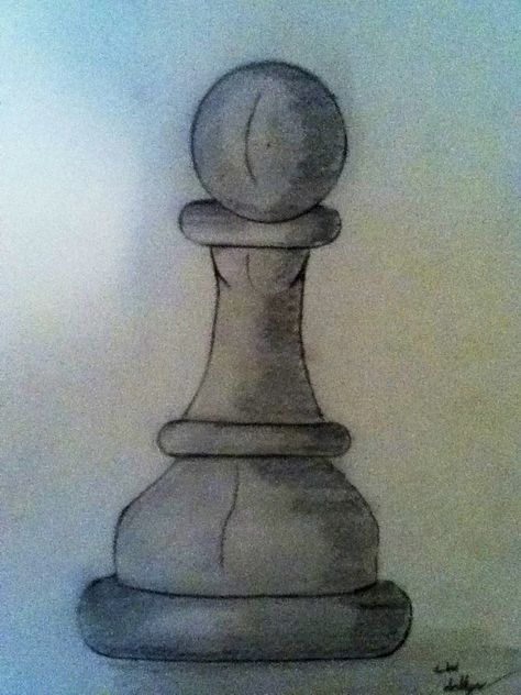 The pawn. I'm not sure why I drew this. I just did. I wanted to draw something symbolic. But I'm not sure what I want the pawn to symbolize. Draw Something, Sketches Easy, Chess Pieces, What I Want, Art Project, Chess, Drawing Sketches, To Draw, Art Projects