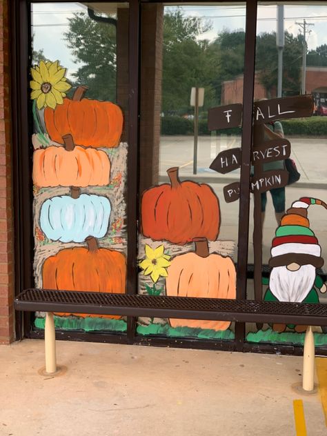 Fall Window Painting, Window Paintings, Window Paint, Fall Windows, Church Window, Painting Glass, Church Windows, Fall Deco, Diy Window