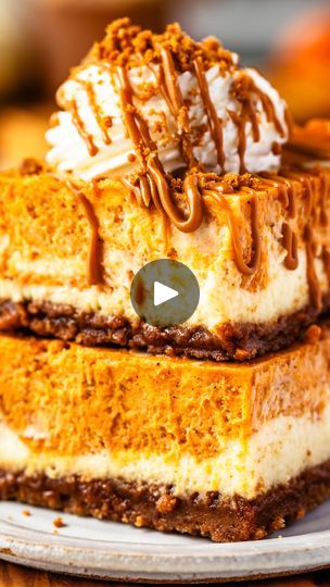 224K views · 12K reactions | Pumpkin Cheesecake Bars 🧡
With a biscoff cookie crust, topped with whipped cream, biscoff drizzle, and more cookie crumbs.
comment "pumpkin bars" and I will send the recipe to you!
#pumpkincheesecake #pumpkin #pumpkinspice #pumpkin #cheesecake #cheesecakelovers #cheesecakes | Camila Hurst | Bert Ambrose Orchestra,  James V. Monaco, John Burke · I've Got a Pocketful of Dreams Pumpkin Cheescake, Biscoff Crust, Biscoff Recipes, Fall Goodies, Banana Split Dessert, Pumpkin Cheesecake Bars, Biscoff Cookie Butter, Cheesecake Lovers, Pumpkin Spice Recipe