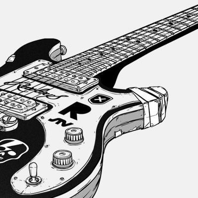 Electric Guitar, Guitar, Black And White, White, Black