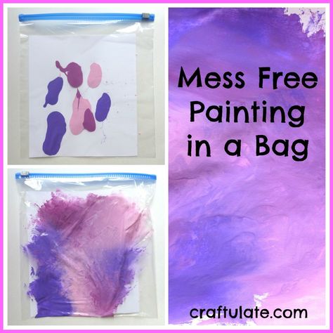 Mess Free Painting in a Bag - perfect for tiny tots! Craftulate Painting In A Bag, Mess Free Painting, Infant Art, Babysitting Activities, Babysitting Ideas, Babysitting Crafts, Babysitting Fun, Free Painting, Art Activities For Toddlers