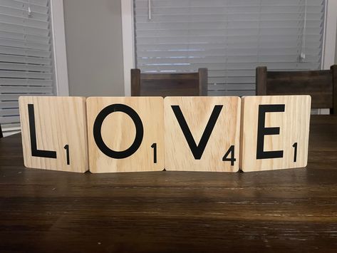 A fun combination of Scrabble tiles and a valentines sign, this DIY project was a lot of fun to make and has us feeling inspired to play some Scrabble now! Craft For Valentines Day, Large Scrabble Tiles, Scrabble Tile Crafts, Game To Play, Valentines Sign, Tile Crafts, Feeling Inspired, Scrabble Tiles, Feel Inspired