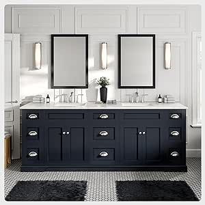 Eviva Epic Charcoal Gray 84 Inch Bathroom Vanity with Carrara Quartz Countertop -Solid Wood Double Sink Bathroom cabinets with Sink - 84 inch Vanity Bathroom with Double Sink 84 Inch Bathroom Vanity, Carrara Quartz, Widespread Faucet, Double Sinks, Gray Vanity, Quartz Counter, Vanity Accessories, Brushed Nickel Hardware, Double Sink Bathroom