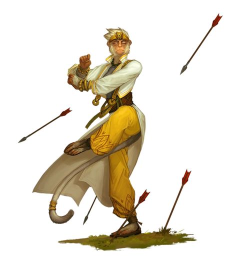 Female Vanara Monk dodging arrows - Pathfinder PFRPG DND D&D 3.5 5th ed d20 fantasy Monk Dnd, Pathfinder Character, Dnd Classes, Pathfinder Rpg, Fantasy Races, Fantasy Rpg, Fantasy Inspiration, Dnd Characters, Fantasy Artwork