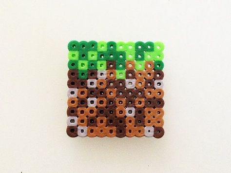 Minecraft dirt block Minecraft Dirt Block, Minecraft Grass Block, Grass Block, Lego Printables, Minecraft Blocks, Minecraft Birthday Party, Beads Ideas, Minecraft Birthday, Diy Perler Beads