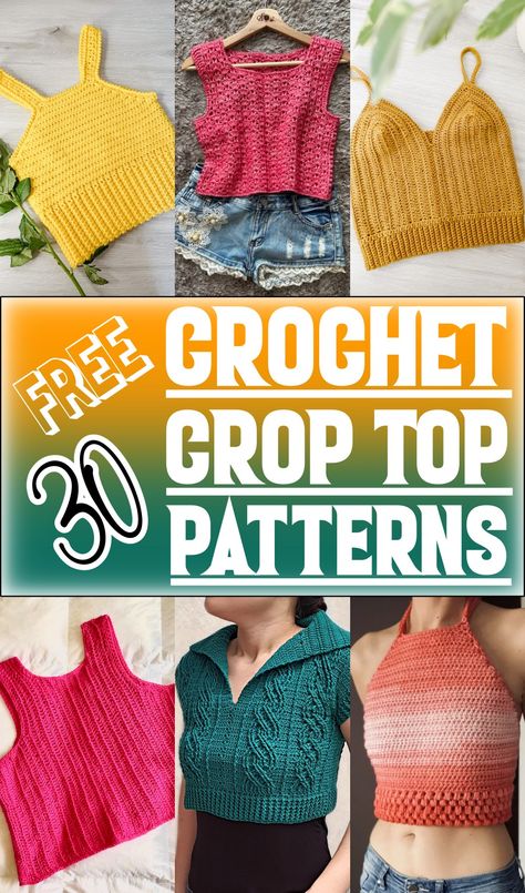 Crochet Tanks, Crochet Crop Top Pattern Free, Free Crop Tops, Crochet Hack, Crop Top Pattern, Tank Top Pattern, Crochet Crop Top Pattern, Mode Crochet, Crochet Tops Free Patterns