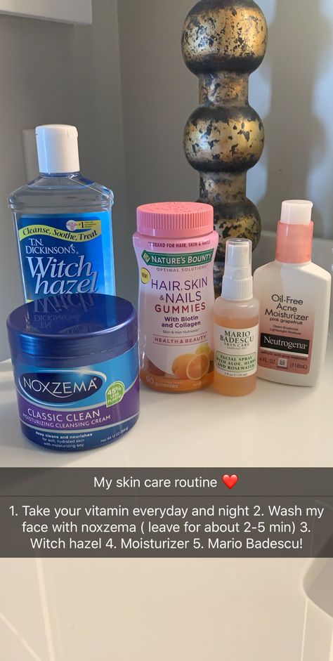 Skin care routine ❤️ Noxema Skin Routine, Noxzema Skin Care Routine, Face Cleaning Routine, Product Wishlist, Hair And Skin Vitamins, Skin Vitamins, Girly Tips, Clear Skin Care, Men Skin Care Routine