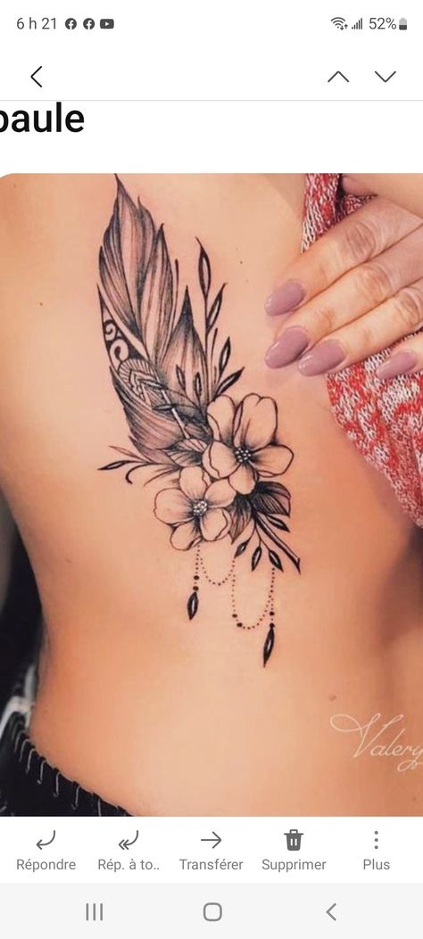 Native American Back Tattoos For Women, Feather Hip Tattoos, Tatuaje Cover Up, Rib Tattoos For Women, Anklet Tattoos, Feather Tattoo Design, Tattoos For Women Flowers, Beautiful Flower Tattoos, Inspiration Tattoos