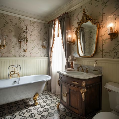 Victorian-style House💖💖 Victorian Homes Aesthetic Interior, American Victorian House Interior, Kitchen Victorian House, Dark Victorian House Interior Design, Victorian Homes Bathroom, Victorian Inspired Decor, Victorian Style Apartment, Victorian Era Homes Interiors, Victorian Inspired Bathroom