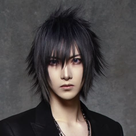 Emo Spike Hair, Spiky Black Hair Men, Hairstyles For Long Hair Male, Japanese Punk Hairstyle, Male Goth Hairstyles, Short Visual Kei Hair, Emo Hair Reference, Visual Kei Hair Short, Visual Kei Hairstyles Short