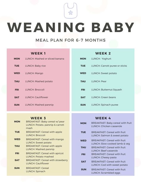 Weaning baby meal plan for 6-7 months Weaning 6 Month Old, Weaning Chart Introducing Solids, 6 Month Solid Food Schedule, First Foods For 5 Month Old, Weaning 6 Months, 6 Month Blw Schedule, How Much Baby Food To Feed A 6 Month Old, Baby Led Weaning Weekly Meal Plan, 6 Month Old Meal Plan