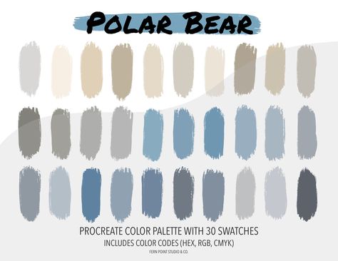 Procreate Color Palette | Polar Bear | Instant Download | Digital File | Color Swatches | Color Codes HEX RGB CMYK | Digital Art | iPad by FernPoint on Etsy Digital Art Ipad, Palette House, Procreate Color Palettes, Swatches Color, Procreate Color Palette, Color Palette Yellow, Color Palette Inspiration, Palette Design, Palette Inspiration