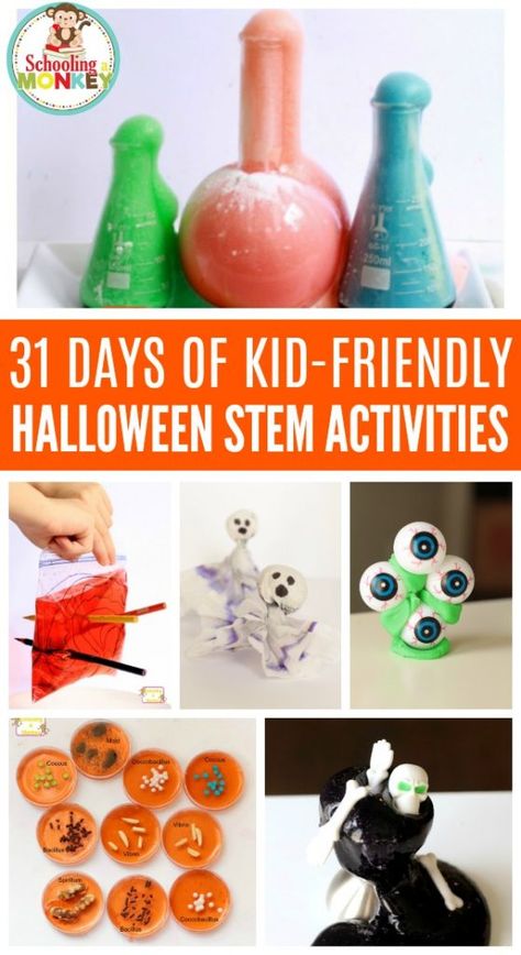 Creepy Halloween STEM Activities That are Totally Spooktacular Halloween Stem Activities For Kids, Halloween Stem Challenge, Halloween Experiments, Halloween Science Activities, Halloween Stem Activities, Stem Activities For Kids, Elementary Stem Activities, Fun Stem Activities, Halloween Stem