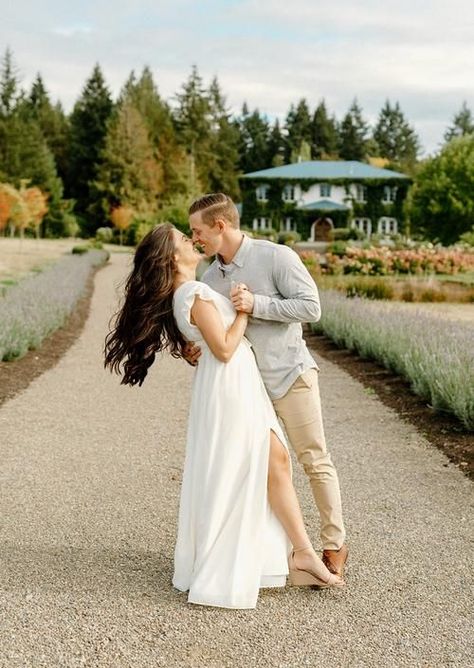 Monet Vineyards, Engagement Photos Elegant, White Engagement Dress, Vineyard Engagement Photos, Ideas For Engagement Photos, Engament Photos, Spring Engagement Photos Outfits, Elegant Engagement Photos, Garden Engagement Photos