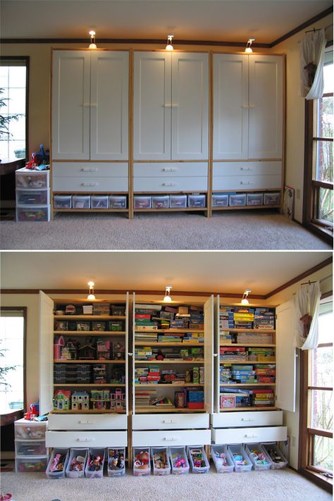 playroom cabinets | TUNHEM cabinets from IKEA. The perfect s… | Flickr Playroom Cabinet, Trofast Ikea, Toy Storage Ideas, Basement Storage, Cheap Storage, Kids Room Organization, Kid Toy Storage, Ikea Storage, Craft Room Storage