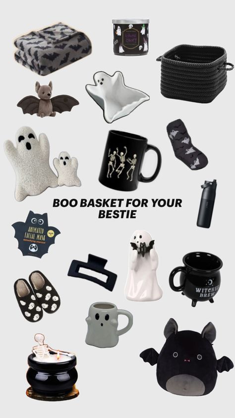 Cute boo basket for your best friend, ideas for your own boo basket Basket Ideas For Best Friend, Cute Boo Basket, Boo Basket Ideas For Best Friend, Best Friend Ideas, Boo Basket Ideas, Spooky Basket, Boo Baskets, Best Friend Christmas, Friend Ideas