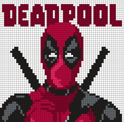 Deadpool Poster (Square) Perler Bead Pattern / Bead Sprite Screw Art, Grille Pixel Art, Graph Drawing, Deadpool Poster, Pixel Art Minecraft, Poster Square, Grid Art, Modele Pixel Art, Crochet Graphs