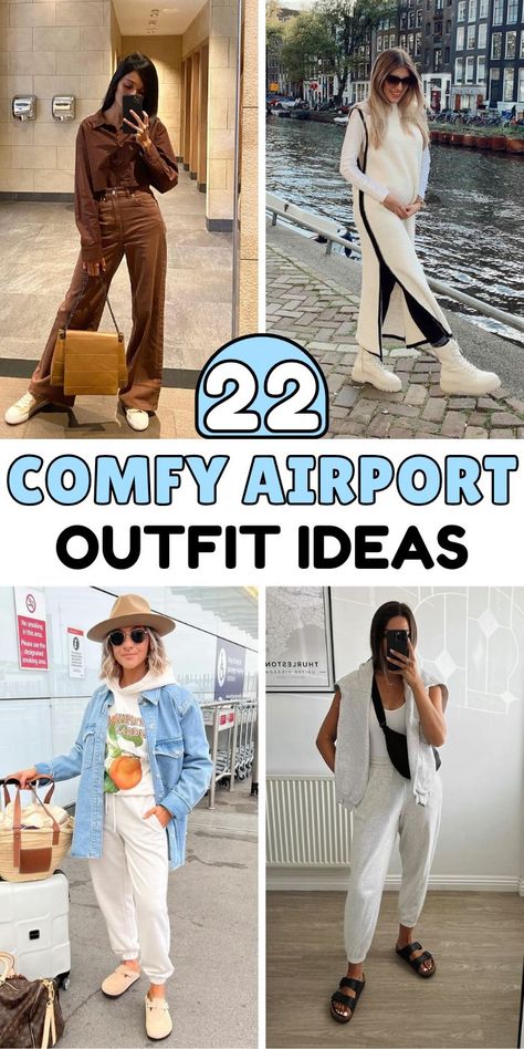 Master the art of travel style with these carefully curated outfit combinations that blend comfort with sophistication. From teddy jackets paired with straight-leg jeans to monochrome sweatsuits topped with classic coats, these looks are perfect for the modern traveler. Each outfit features practical elements while maintaining a polished, put-together appearance that's perfect for both airport lounges and arrival photos. Mom Airport Outfit, Nyc Tourist Outfit, Stylish Airport Outfits, Fall Airport Outfit, Comfortable Airport Outfit, Grey Sweatsuit, Comfy Airport Outfit, Travel Lounge, Style Wide Leg Jeans