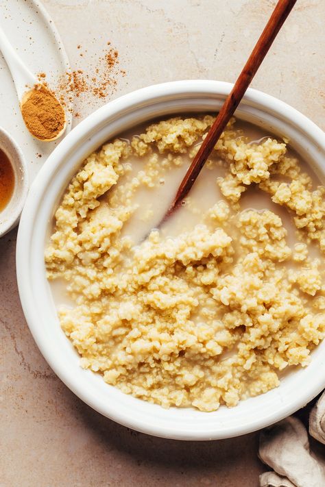 Millet Recipes Breakfast, Cycle Synching, Creamy Porridge, Millet Breakfast, How To Make Porridge, Millet Porridge, Banana Granola, Millet Recipes, Nourishing Traditions