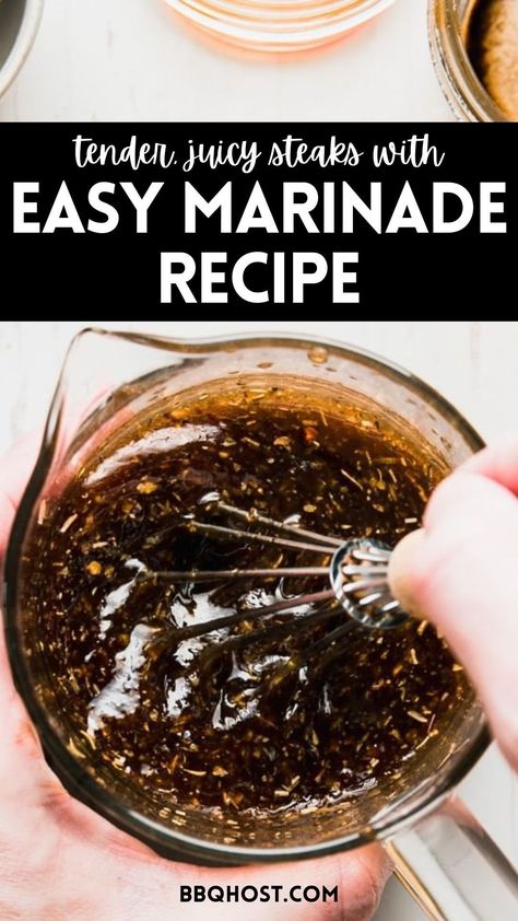 Make every steak night special with this easy steak marinade recipe! It’s perfect for tenderizing your meat before grilling and includes options for substitutions. Plus, we'll show you how to store any leftover marinade. Save this pin now and click through for the full recipe! Homemade Marinades For Meat, Clean Steak Marinade, Worcestershire Steak Marinade, Best Steak Tip Marinade, Steakhouse Steak Marinade, Steak Marinade With Soy Sauce, Grilling Steak Marinade, Marinade For Steaks Grilling, Steak Marinade For Filet Mignon