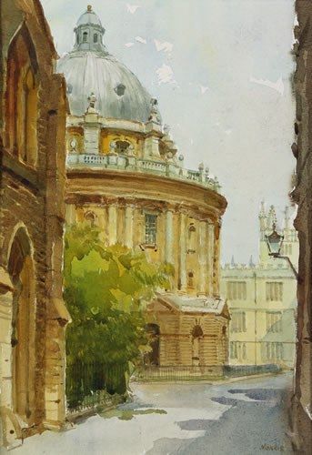 Radcliffe Camera, Oxford, Anthony Morris Oxford Watercolour, Oxford Drawing, Oxford Illustration, Painted Architecture, Radcliffe Camera, Sequential Art, Camera Drawing, Atlas Mountains Morocco, Watercolor Postcard