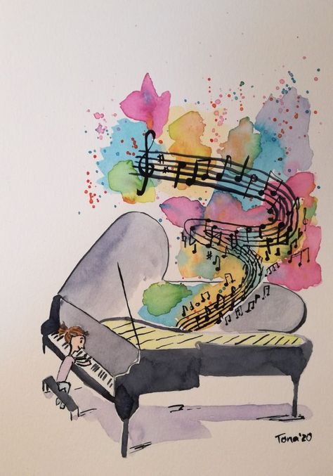 Music Day Drawing, Music Drawings Ideas Creative, Music Notes Painting, Music Art Painting, Piano Art, Musician Art, Sheet Music Art, Music Drawings, Music Painting