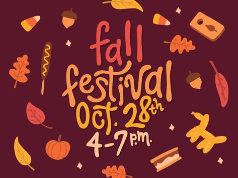 Fall Festival by Katie Cooper Fall Festival Graphic, Fall Typography, Trendy Fall Festival T-shirt, Fall Flyer Design, Fall Festival Poster, Fall Graphic Design, Fall Festival Poster Design, Harvest Festival Poster, Fall Festival Graphic Print T-shirt