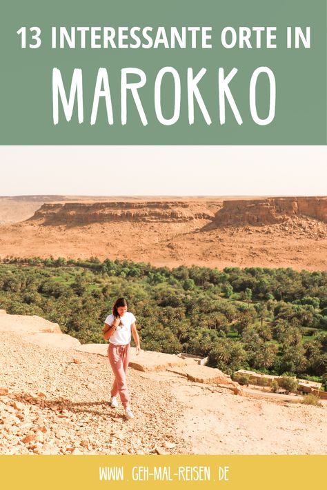 Hol dir die besten Reisetipps für deine Reise nach Marokko! Marokko hat mehr zu bieten als die Stadt Marrakesch – entdecke Fes, die Sahara oder das Atlas-Gebirge. In unserem Reise-Guide teilen wir 13 Sehenswürdigkeiten, die du in Marokko besuchen solltest! #gehmalreisen #marokko #reiseziele #reisetipp #reiseguide #urlaub Travel Africa, Africa Travel, Morocco, Places To Go, Highlights, Camping, Movie Posters, Travel, Quick Saves