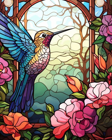 Abstract Hummingbird, Artist Sketching, Art Deco Design Graphics, Diy Stained Glass Window, Stain Glass Window Art, Glass Painting Patterns, زجاج ملون, Glass Painting Designs, Glass Window Art