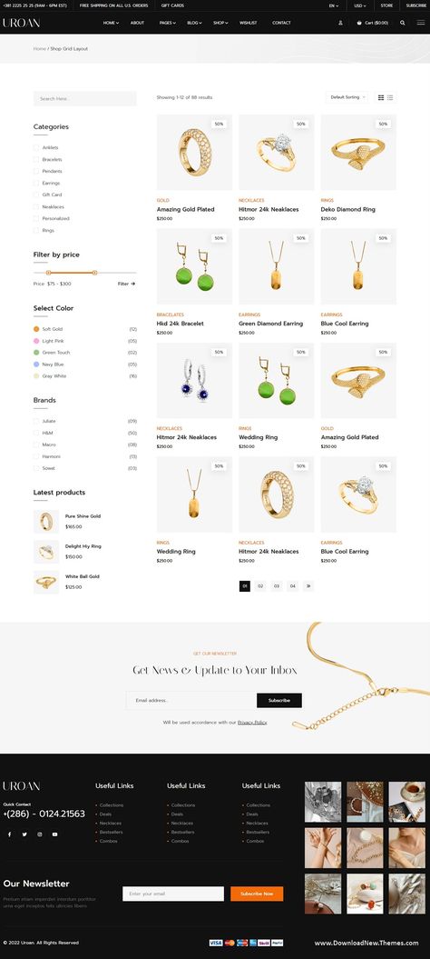 Uroan - Jewelry Store HTML Template Online Jewelry Store Website, Jewelry Ecommerce Web Design, Silver Website Design, Jewellery Template Design, Jewelry Website Design Layout, Jewellery Website Design Layout, Accessories Website Design, Jewellery Website Design, Free Html Website Templates