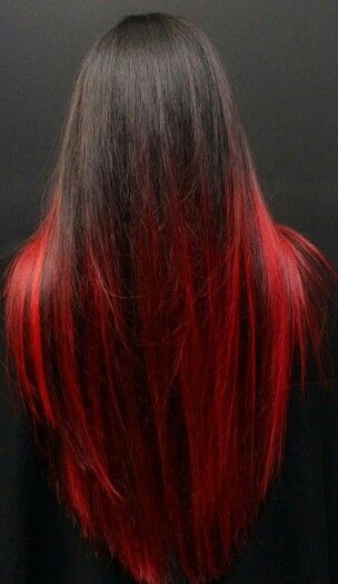 Red ombre dyed hair † Hair Color Red Ombre, Black To Red Ombre, Red Ombre Hair, Red Balayage, Goth Hair, Vampire Goth, Red Ombre, Ombre Hair Color, Red Hair Color