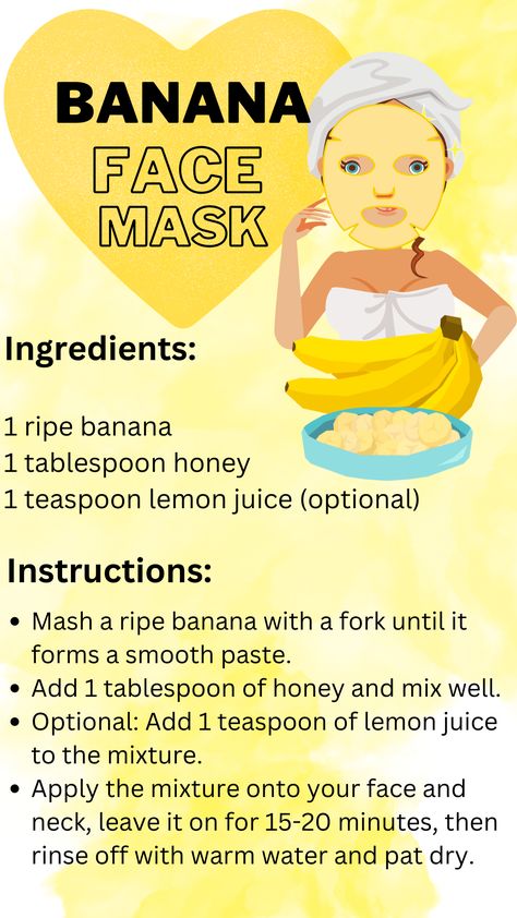 Face Mask Ingredients, Food For Glowing Skin, Banana Face Mask, Natural Beauty Secrets, Natural Skin Care Ingredients, Diy Beauty Treatments, Natural Face Skin Care, Face Care Routine, Banana Peel