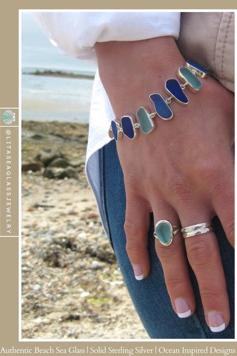 Seaglass Bracelets, Seaglass Rings, Fish Jewelry Silver, Sea Glass Jewelry Diy, Sea Glass Crafts Jewellery, Bracelets Beach, Beach Stones Jewelry, Seaglass Necklace, Seaglass Jewelry