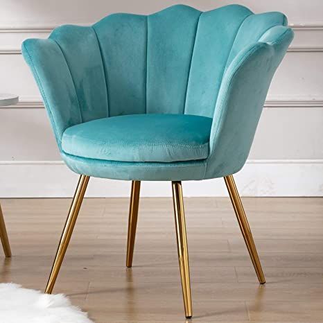 Makeup Vanity Chair, Bedroom Accent Chair, Mid Century Modern Vanity, Velvet Makeup, Accent Chair Bedroom, Blue Chairs Living Room, Fabric Accent Chair, Bedroom Accent, Velvet Accents