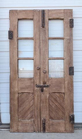 Vintage French Doors, Laundry Room Pantry, Antique French Doors, Wood French Doors, Paneled Doors, Pantry Laundry Room, Farmhouse Glam, Metal Doors, Wood Kitchen Island