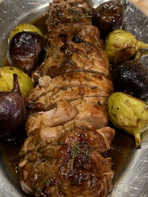 Fig Pork, Roasted Figs, Pork Entrees, Rosemary Sprigs, Fresh Figs, Stuffed Pork Tenderloin, Entree Recipes, Fruit Plate, Chopped Garlic