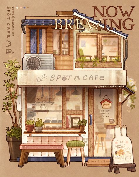 Twitter Boba Shop Drawing, Boba Shop Bloxburg, Aesthetic Cafe Drawing, Sims Architecture, Cafe Drawing, Boba Shop, Aesthetic Cafe, 귀여운 음식 그림, Coffee Aroma