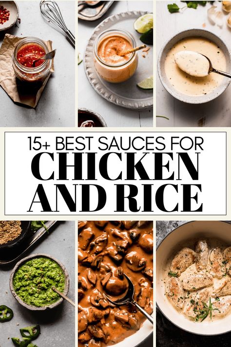 In search of some tasty sauces for chicken & rice? I’ve got you covered with this handy guide. From creamy sauces, to spicy sauces, and more! Best Sauces For Rice Bowls, Sauce To Put Over Chicken And Rice, Healthy Sauce For Chicken And Rice, Creamy Sauce For Chicken And Rice, Sauce For Chicken And Veggies, Sauces To Put On Chicken, Chicken With Sauce Recipes Over Rice, Creamy Sauce For Rice, Chicken And Rice With Sauce