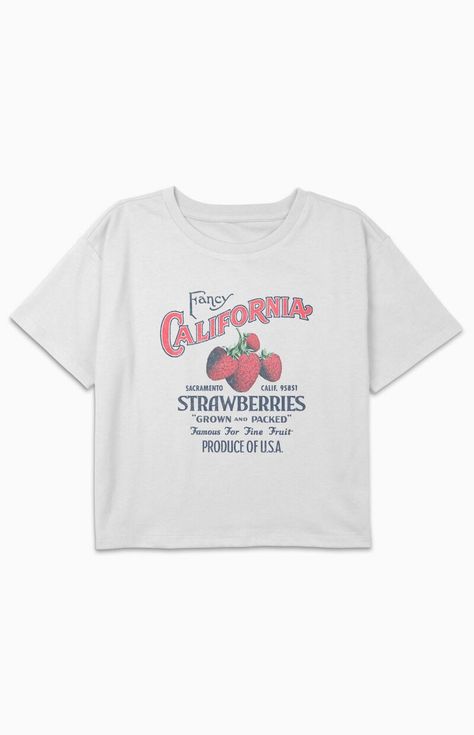 Kids California Strawberries T-Shirt Pacsun Graphic Tees, Sunny Vibes, Food T, Sun Shirt, Kids Graphic Tees, Indie Brands, Pant Shirt, Golden State, Tee Shop